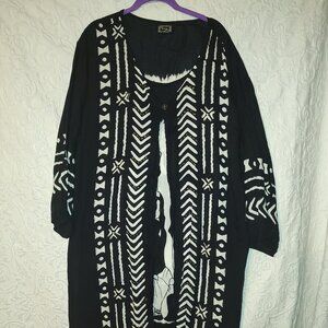 WOMEN'S SIZE 3X "THE AFRICAN SCENE" BLK & WHT/ ONE PC. DRESS AND JACKET